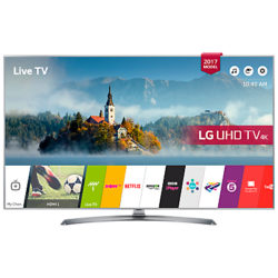 LG 55UJ750V LED HDR 4K Ultra HD Smart TV, 55 With Freeview Play & Crescent Stand, Silver